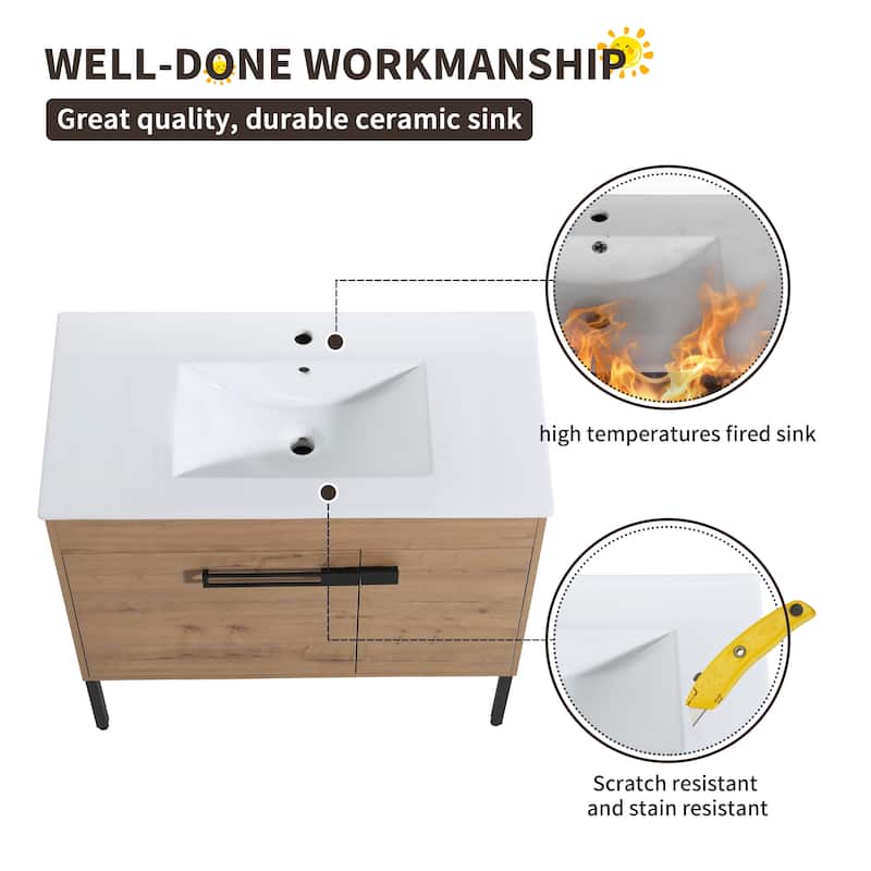 Beingnext 24"/30"/36" Bathroom Vanity with Sink, Freestanding/Floating Bathroom Vanity with Soft Close Door and Adjustable Shelf