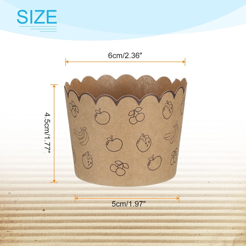 50Pcs Paper Baking Cups Brown Kraft Paper Muffins Liner Cupcake Fruit - Small