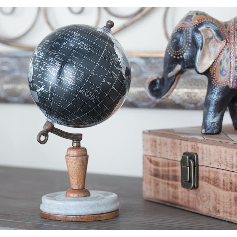 Plastic Educational/Geographic Earth Globe with Marble Base - Black - Roche River Decor