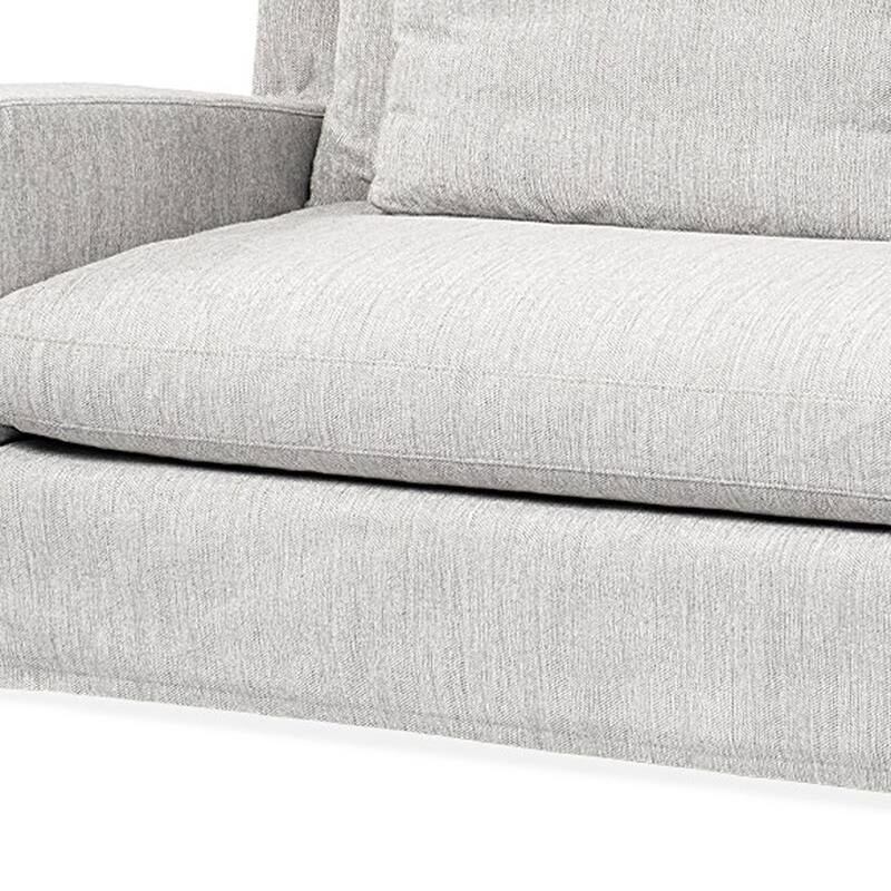 HomeRoots 93" Light Gray Slipcovered Fabric Sofa With Toss Pillows