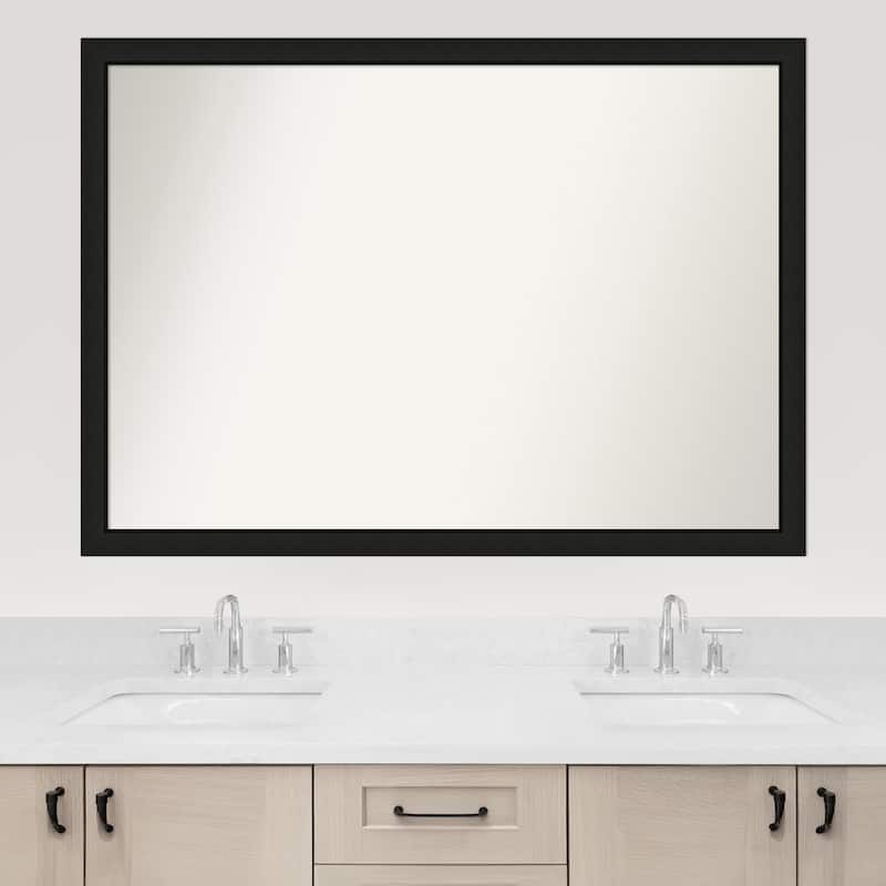 Midnight Black Narrow Framed Non-Beveled Custom Wall Mirror, Bathroom Vanity Mirror