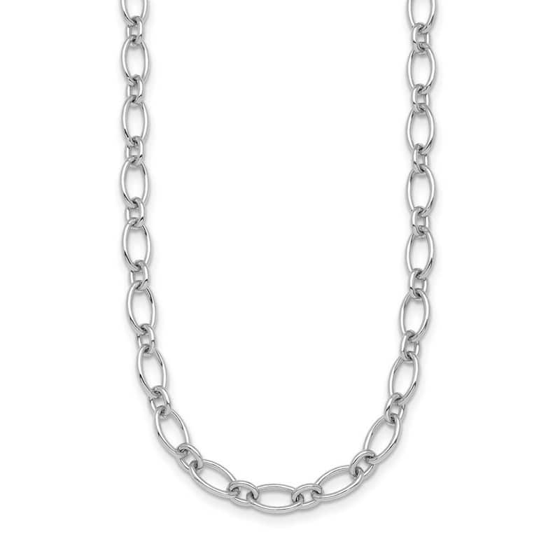 Curata 925 Sterling Silver Solid Rhodium 4.9mm Fancy Figaro Chain for Men