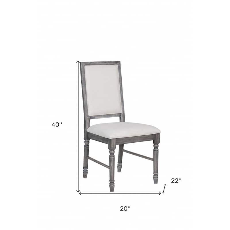 Linen Side Chairs with Grey Wood Legs & Solid Back Set of 2 - 20" L X 22" W X 40" H