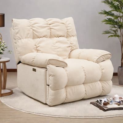 Fabric 360° Swivel Electric Recliner Chair with Glide Motion, High Backrest, and Multiple Recline Positions