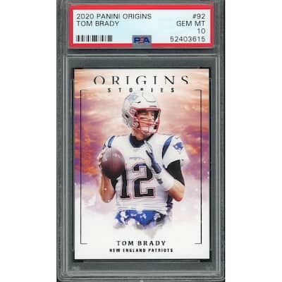 Tom Brady 2020 Panini Origins Stories Football Card #92 Graded PSA 10 GEM MINT - 8'6" x 11'6"