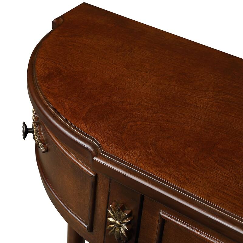 Living Room Hallway Retro Curved Wood Console Table Sofa Table with Shelf and 2 Drawers