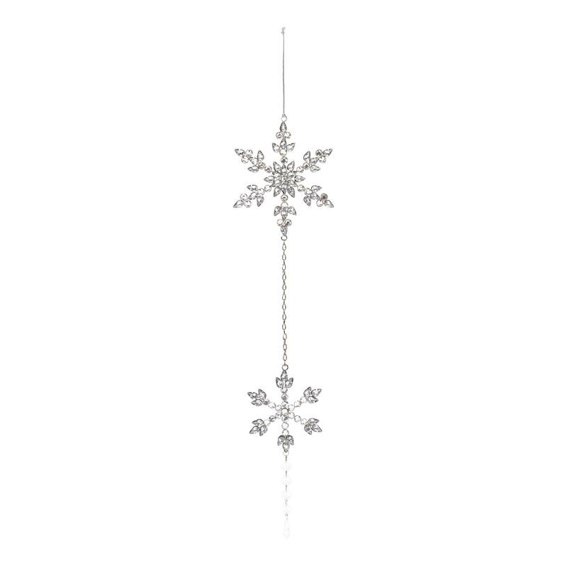 Club Pack of 6 Silver Jeweled Snowflake Christmas Drop Ornaments 21"