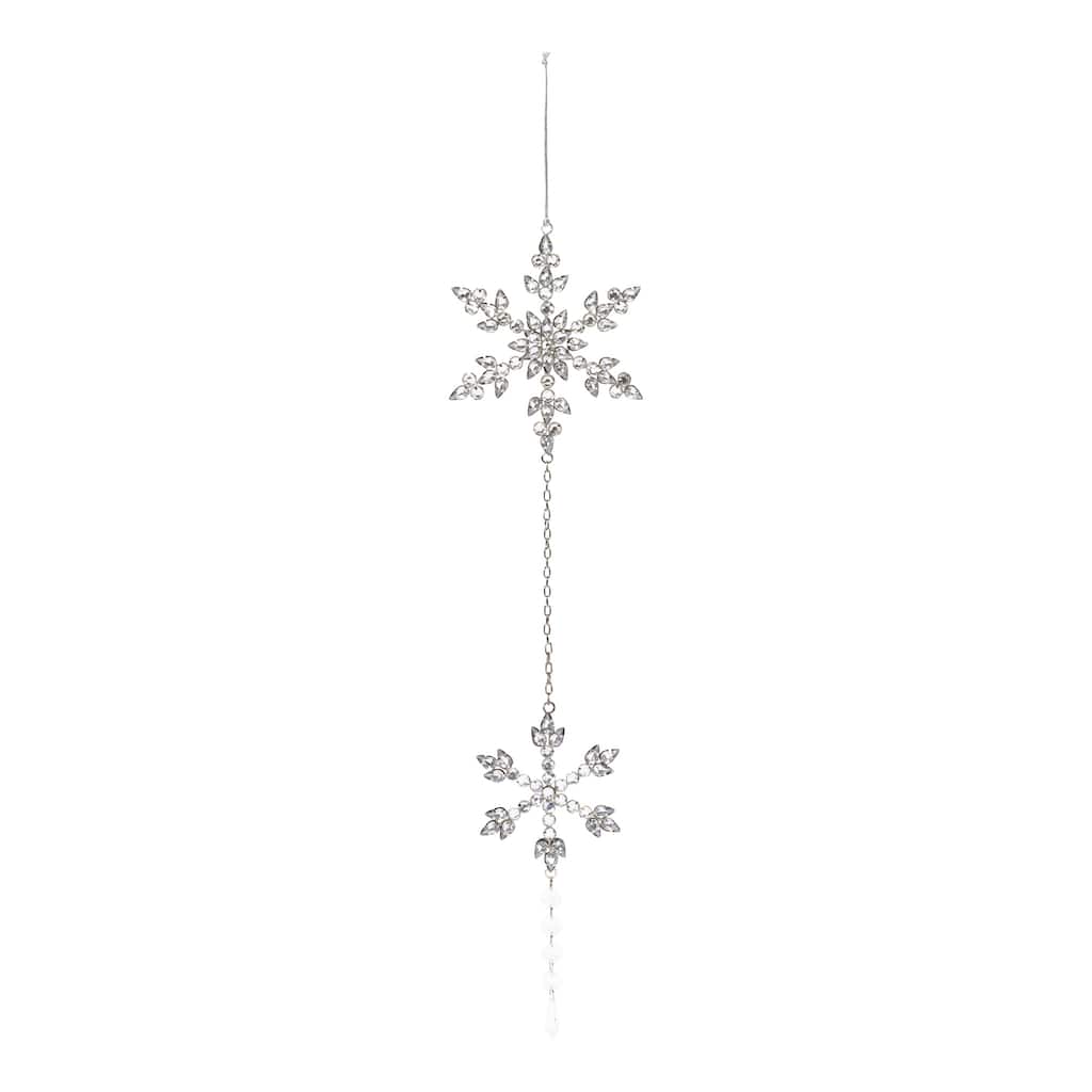 Club Pack of 6 Silver Jeweled Snowflake Christmas Drop Ornaments 21"