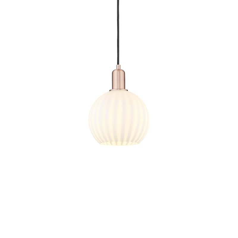 Innovations Lighting 716-1P-11-8 White Venetian Pendant White Venetian - Antique Copper / White Venetian