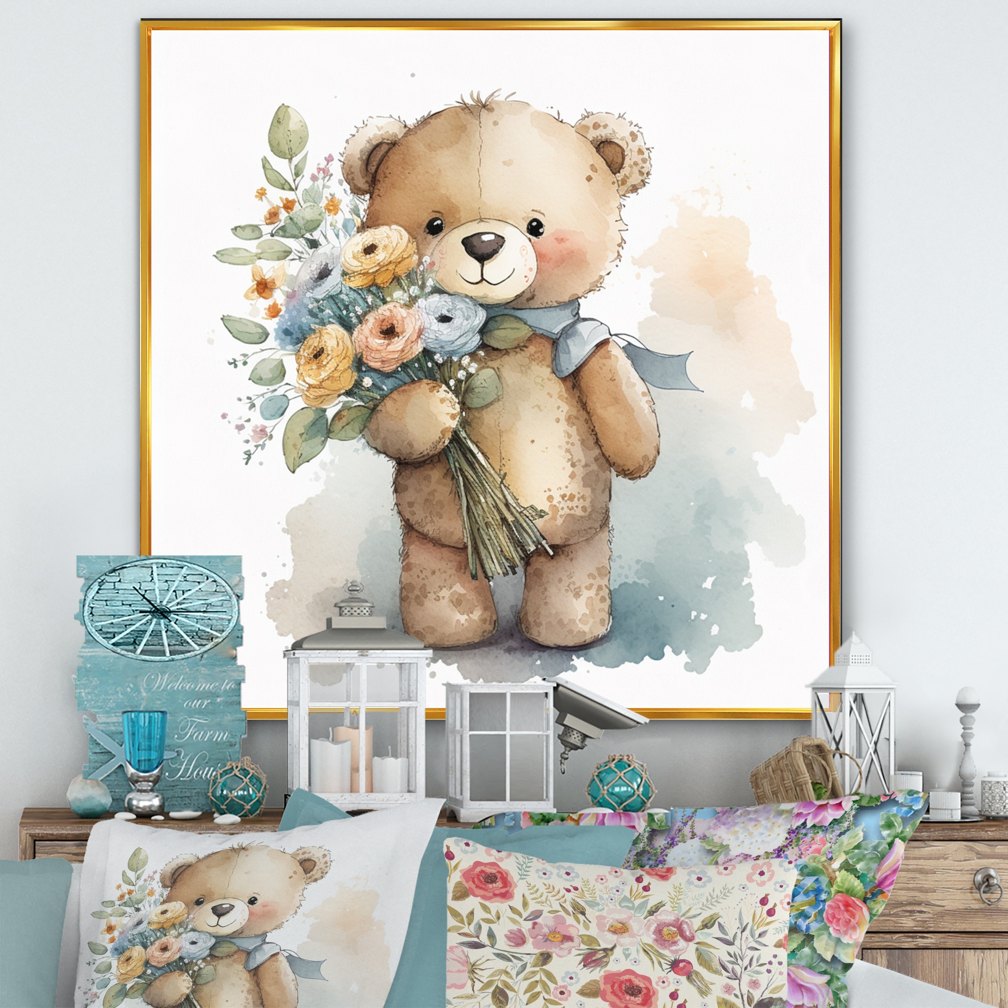 Teddy bear top wall art