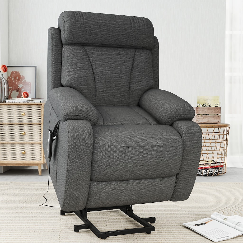 GDFStudio - Snowflake Velvet Power Lift Recliner with Remote Control