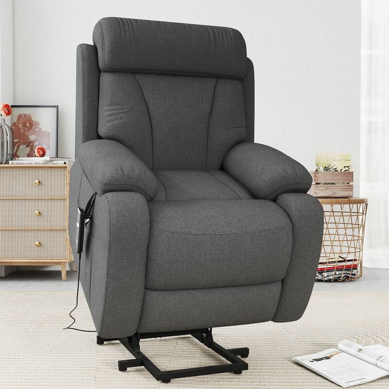 Power Lift Recliner for Elderly,Heavy Duty Lift Chair Recliners,Electric Recliner Chairs,Remote Control,Adjustable,Side Pocket - Dark Gray