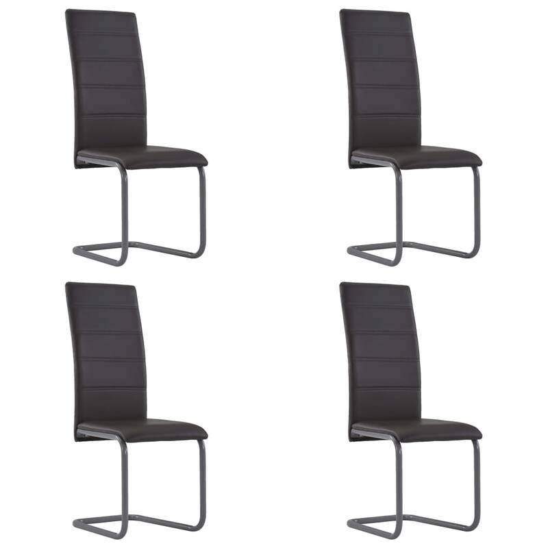 vidaXL Cantilever Dining Chairs 4 pcs Brown Faux Leather