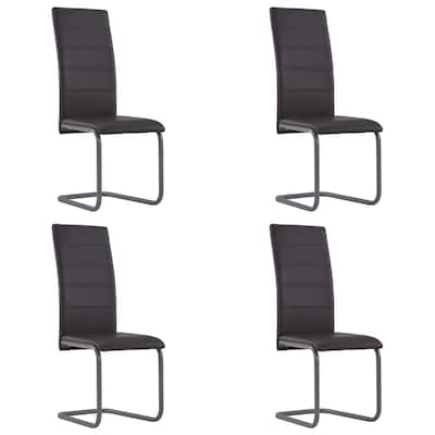 vidaXL Cantilever Dining Chairs 4 pcs Brown Faux Leather