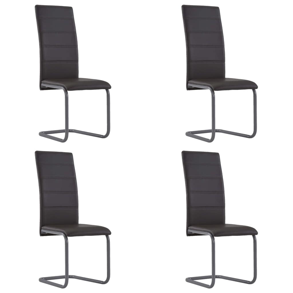 vidaXL Cantilever Dining Chairs 4 pcs Brown Faux Leather
