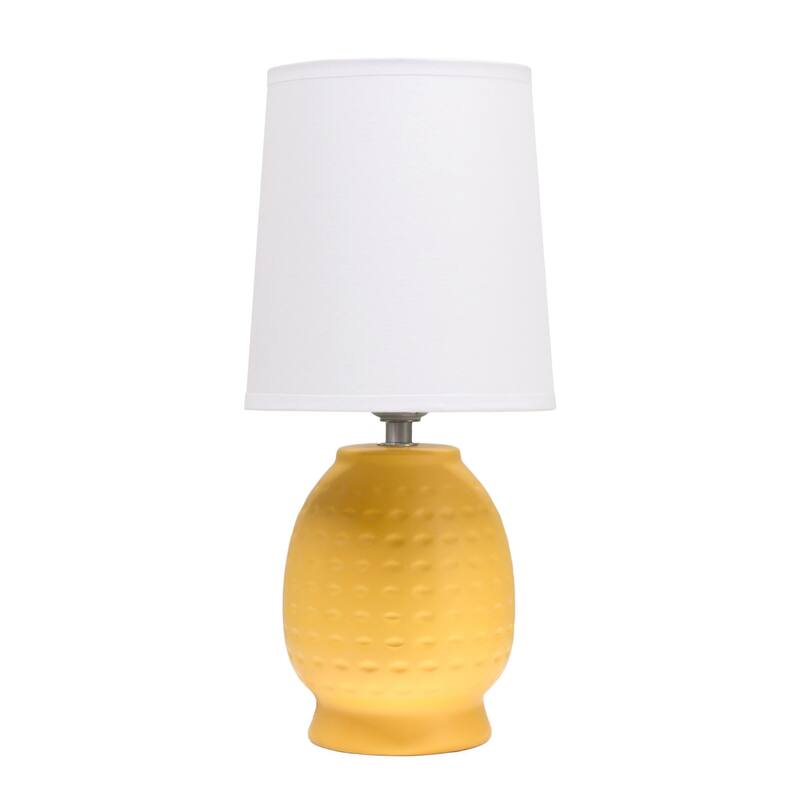 Petite Dimpled Ceramic Table Lamp with Tapered Shade - 12.5" - Yellow