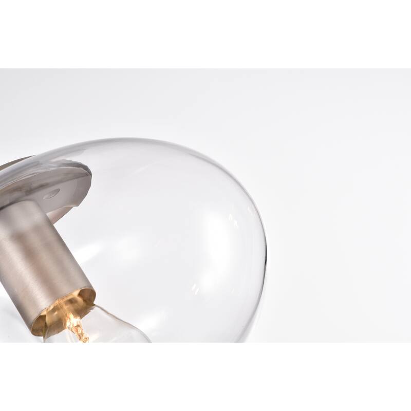 Clare Matte Satin Nickel 3-Light Globe Clear Glass Shade Semi-Flush Mount
