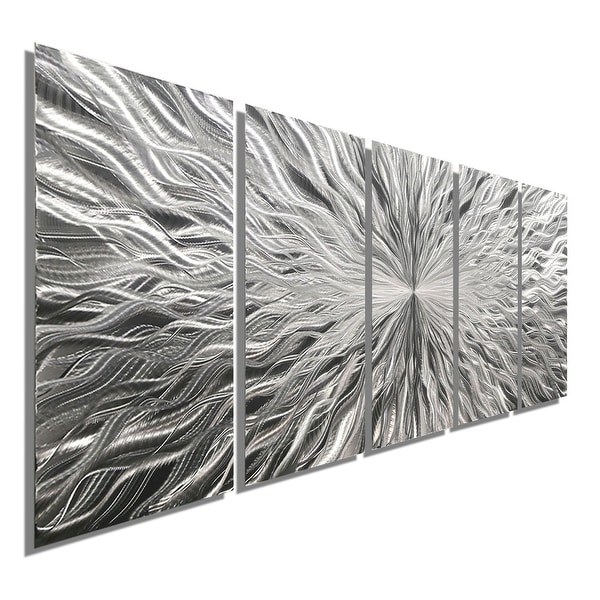 Statements2000 Silver 5 Panel Modern Metal Wall Art Sculpture by Jon Allen - Vortex 5P