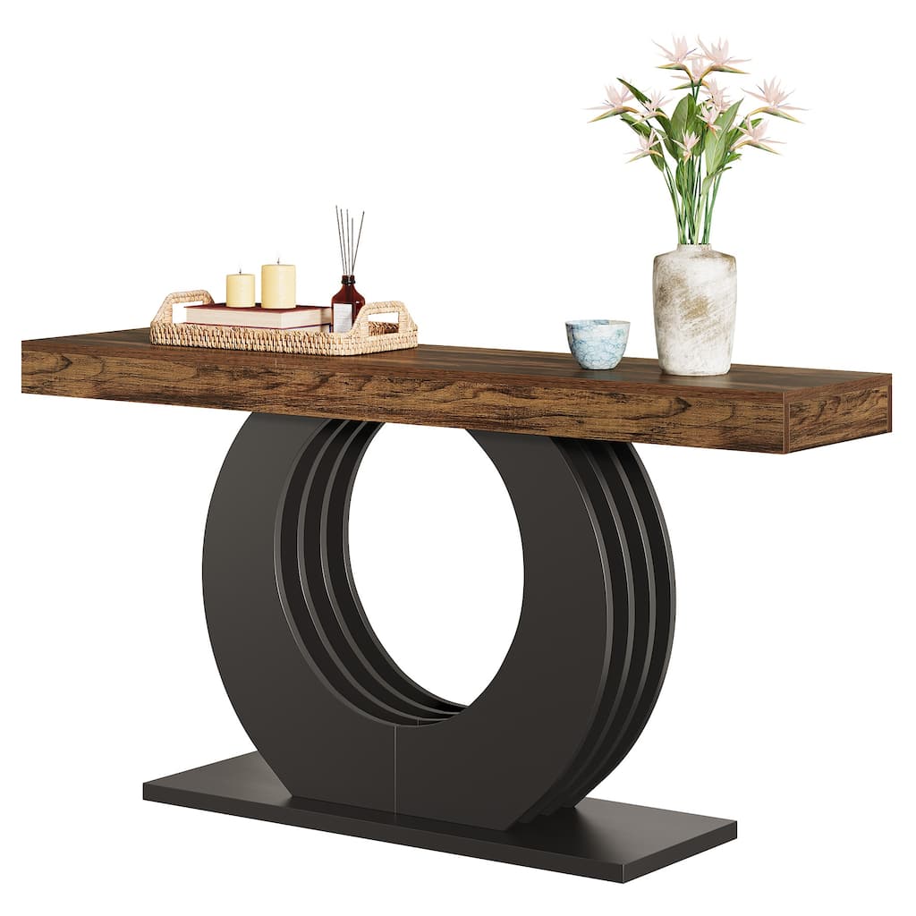 Industrial 63" Console Sofa Table with Stylish Metal Base for Entryway