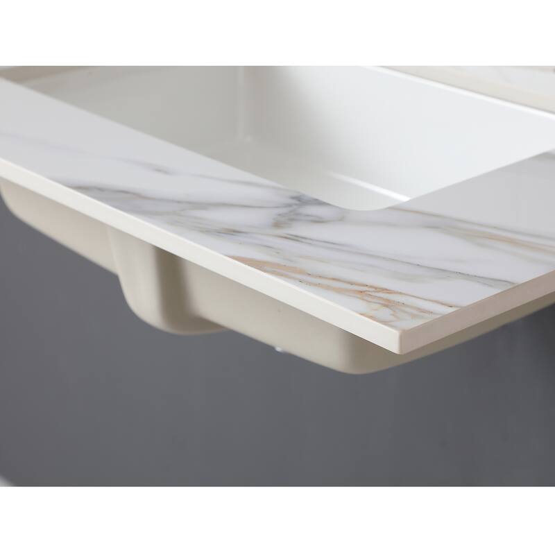 31 Inch Marble Vanity Top,Bathroom Vanity Top with Undermount Rectangular Middle Sink and 4 Inch Height Backsplash
