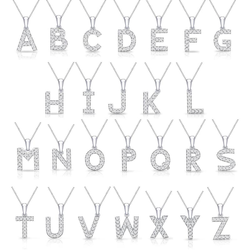 Auriya 1/10ctw Pave Accent Diamond Initial Pendant Necklace 14k Gold (I-J, I1-I2)