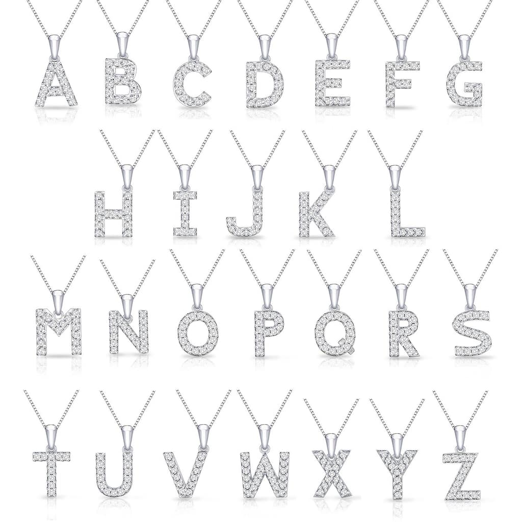 Auriya 1/10ctw Pave Accent Diamond Initial Pendant Necklace 14k Gold (I-J, I1-I2)