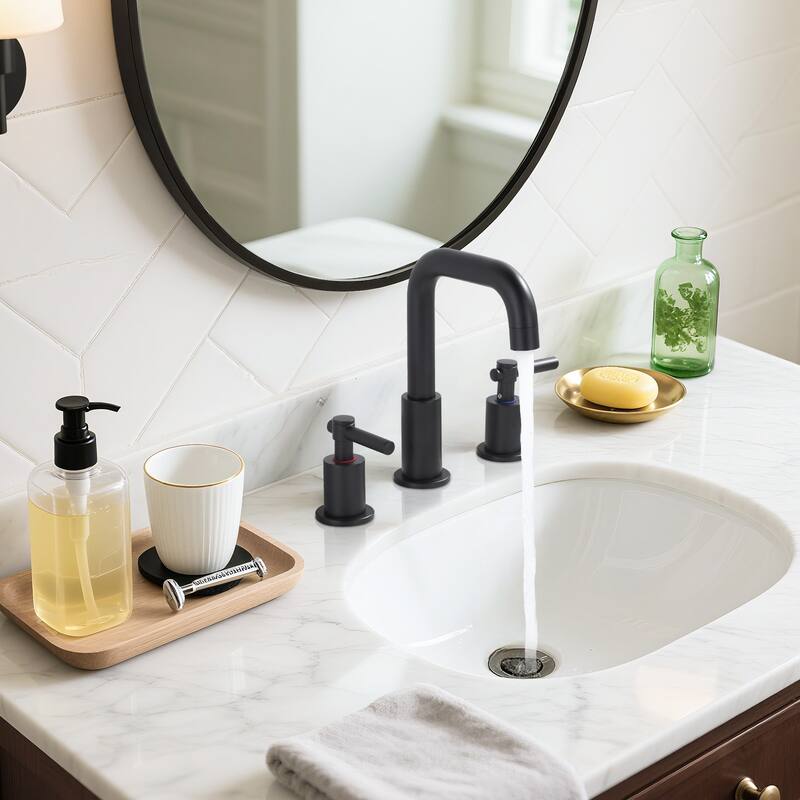 WOWOW 8 in. Widespread Double Handle Bathroom Faucet