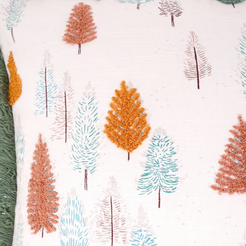 National Tree Company 18" x 18" HGTV Home Collection Whimsical Forest Cotton Slub Printed Pillow with Embroidered Accents