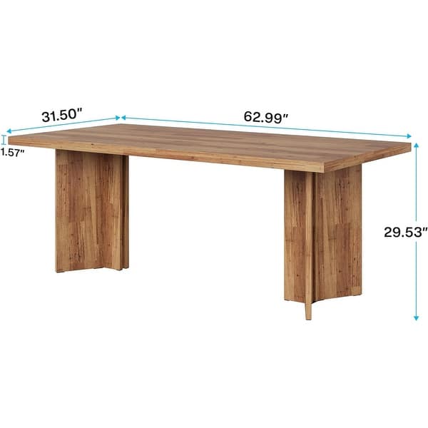 dimension image slide 4 of 5, Farmhouse Rectangular Dining Table for 4-6 People