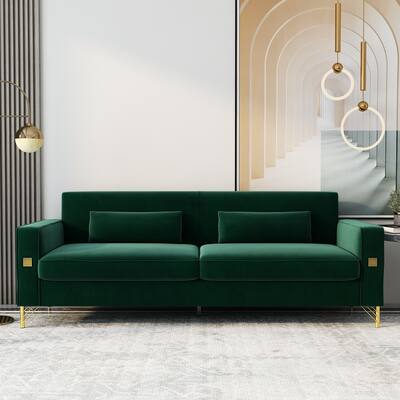 Modern Velvet 3-seat Sofa with Removable Cushions