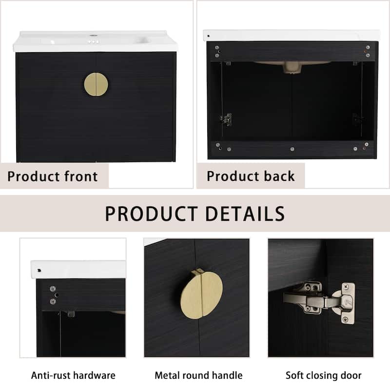 28 Inch Soft Close Doors Bathroom Vanity With Sink, For Small Bathroom,