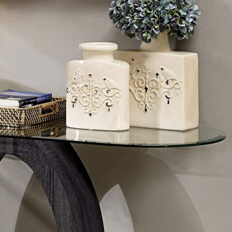 Totte Contemporary Grey 47-inch Glass Top Sofa Table by Strick & Bolton