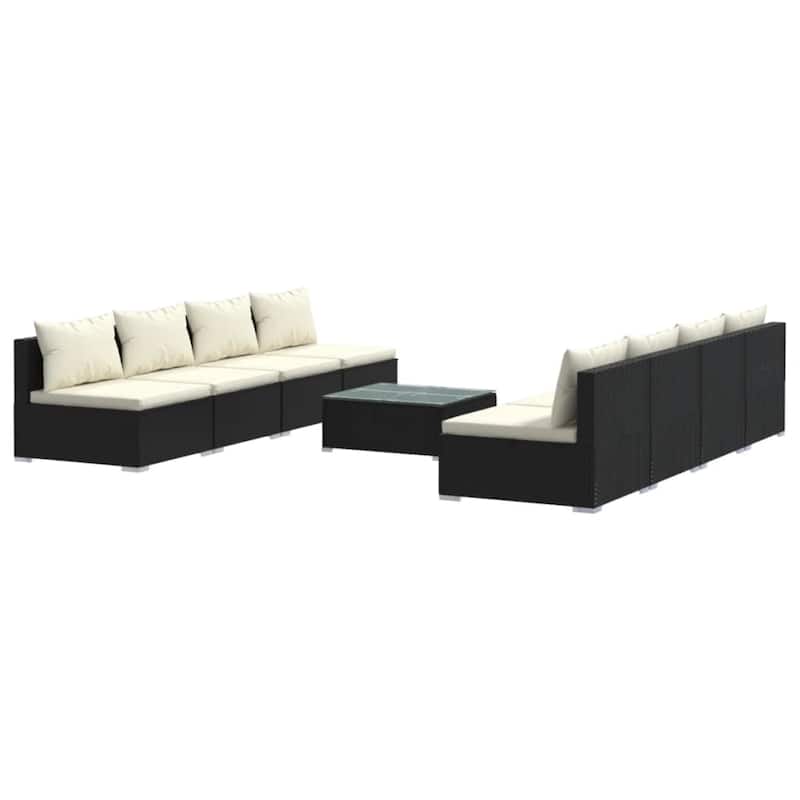 vidaXL Patio Lounge Set Outdoor Sectional Sofa Set Table Garden Poly Rattan