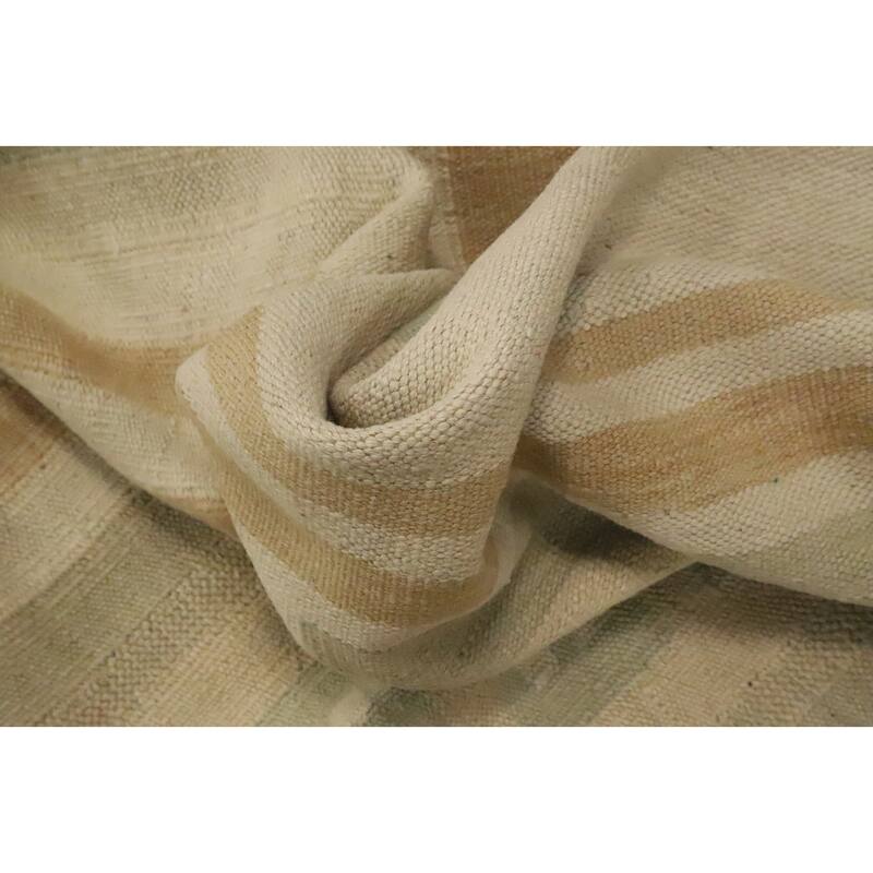 Hand Woven Oriental 100% Wool Carpet Southwestern Modern Beige & Ivories Kilim Area Rug - 5' 8'' X 4' 2''