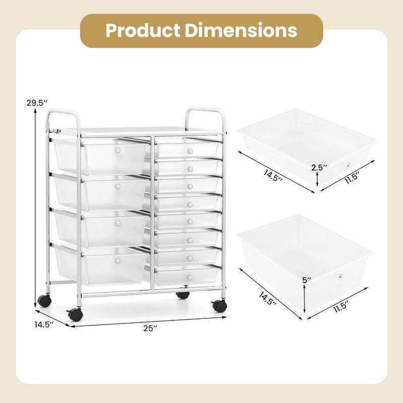 Costway 15 Drawer Rolling Storage Cart Tools Scrapbook Paper Office - See Details