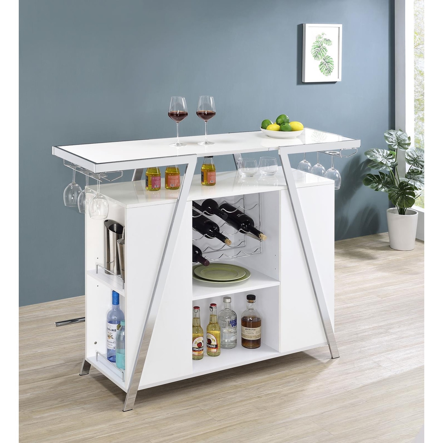 Coaster Furniture Araceli Home Bar Wine Cabinet White High Gloss