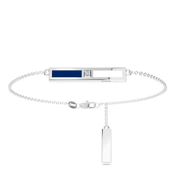 Shop Toronto Maple Leafs Sterling Silver Diamond Bar Chain Bracelet In Blue White On Sale Overstock 29881408