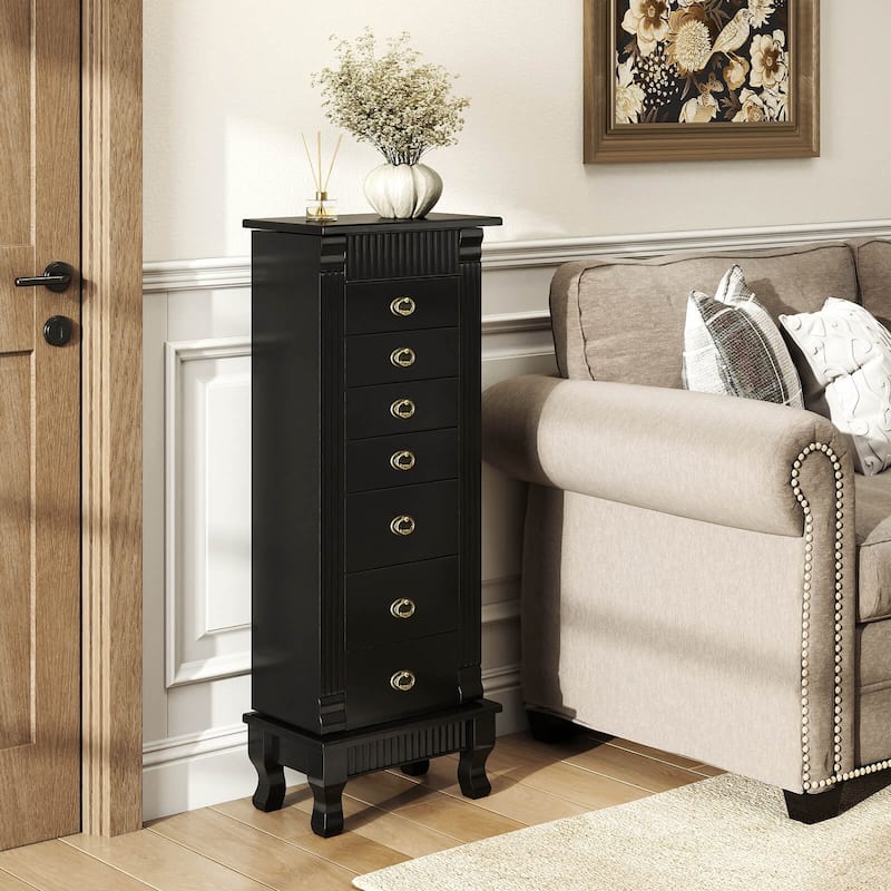 Costway Jewelry Cabinet Armoire Box Storage Chest Stand Organizer Wood - See Details