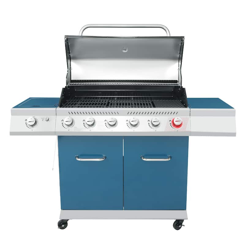 Royal Gourmet 6-Burner Gas Grill with Sear Burner and Side Burner - Blue - Propane Gas