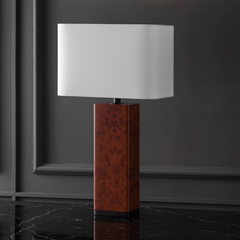 SAFAVIEH Couture Elsee Burl Wood Table Lamp - 15"W x 12"D x 27"H
