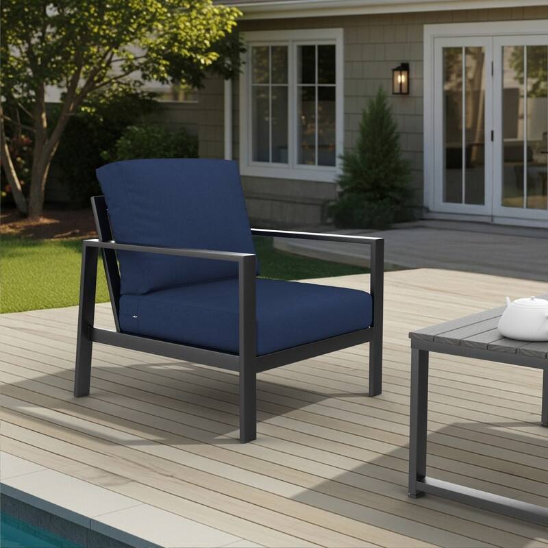 Sunbrella Outdoor Deep Seating Cushion - 25" W x 25.5" D x 5" H - Seat 25 x 25.5 x 5 Back 25 x 17 x 5 - Canvas Navy