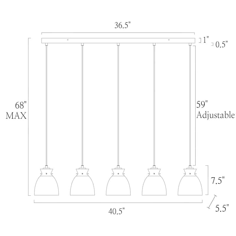 Elisie Modern Linear 40-inch Chandelier Cluster Water Glass Pendant Light Hammered Kitchen Island Bar - 40"W x 5.5"D x 12"-68"H