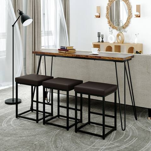 Nestfair 4 Pieces Counter Height Dining Set with 3 PU Stools