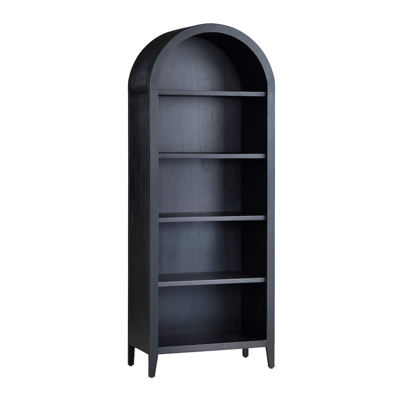 77.5 in. Black Solid Wood 5 Shelf Bookcase