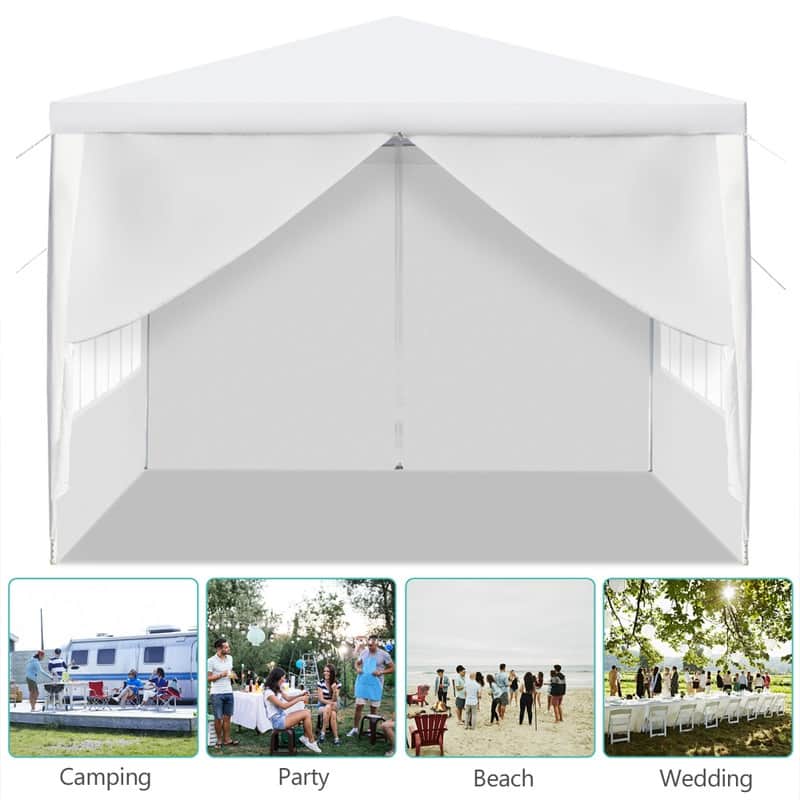 10-foot Square White Outdoor Party Canopy Patio Gazebo