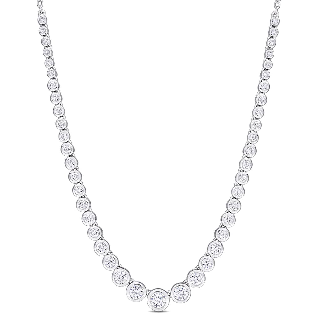 2 3/4ct DEW Dew Created Moissanite Graduated Necklace in Sterling Silver