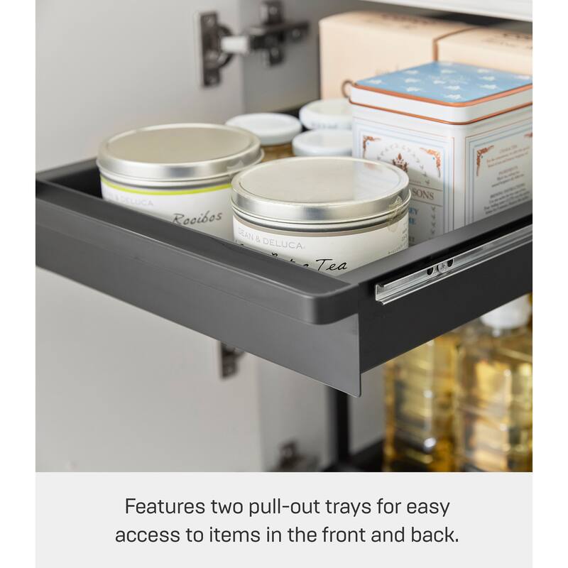 Yamazaki Home Under-Sink Rack with Pull-Out Shelf, Steel, Adjustable - L 26.97 x W 11.97 x H 17.83 inches