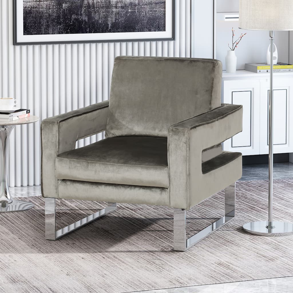 Modern Velvet Club Chair with Stainless Steel Legs
