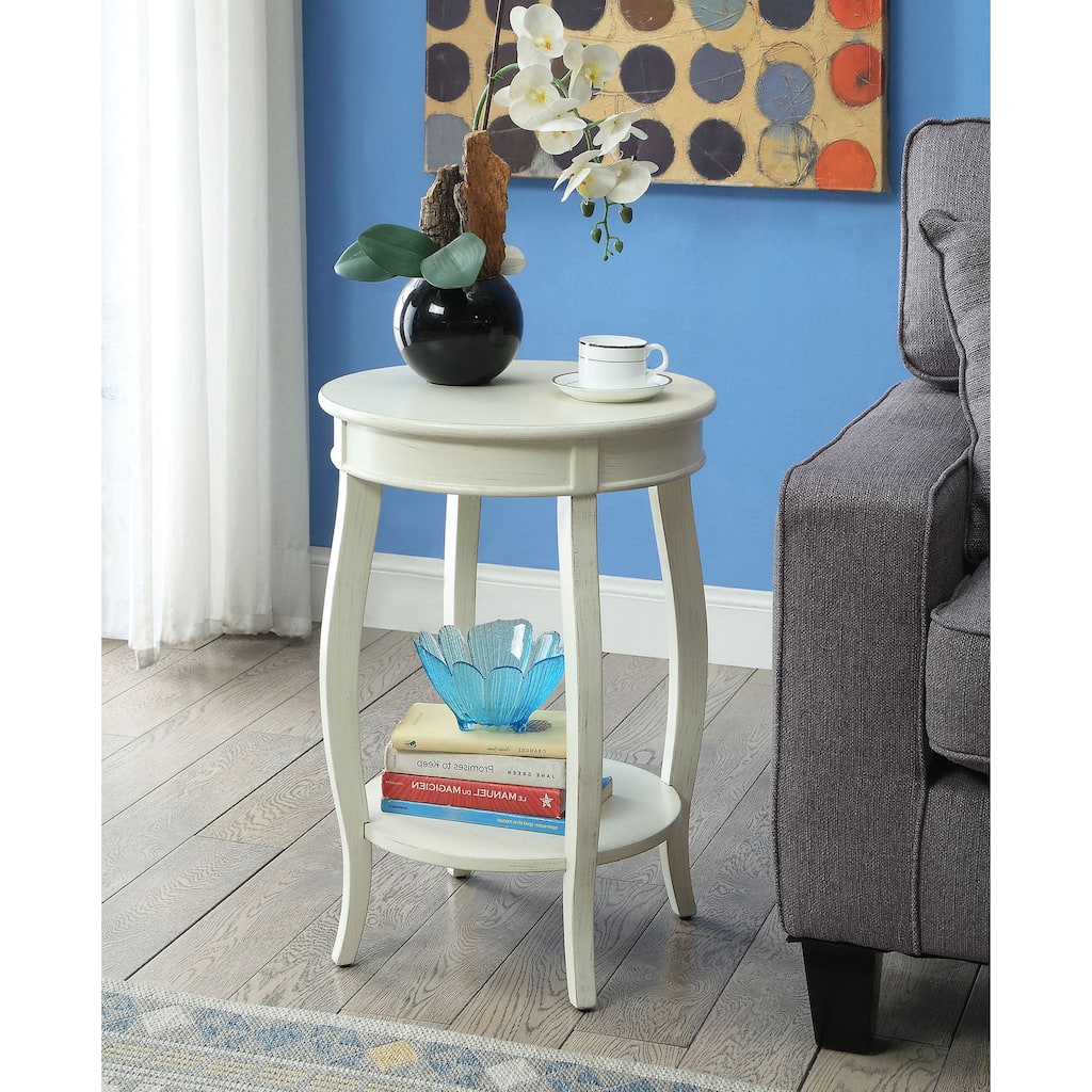 Clarissa Round Side Table with Bottom Shelf