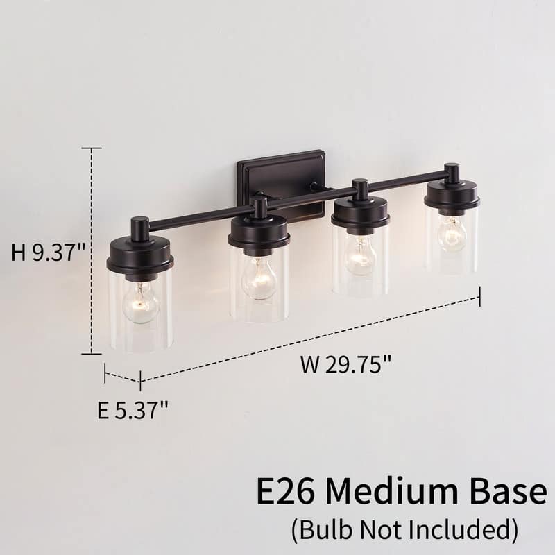 KAWOTI 4-light Modern Bathroom Vanity Light with Cylinder glass
